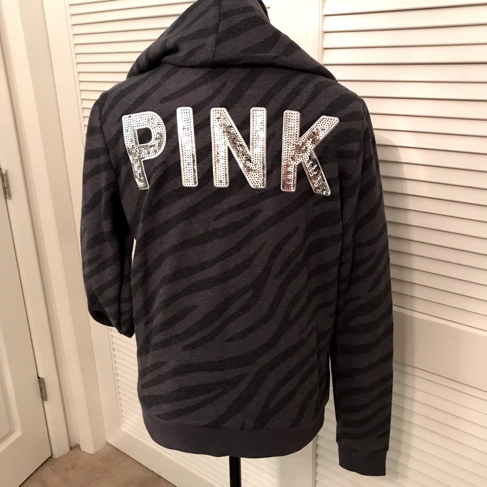 PINK Victoria’s Secret Bling sequin zebra hoodie